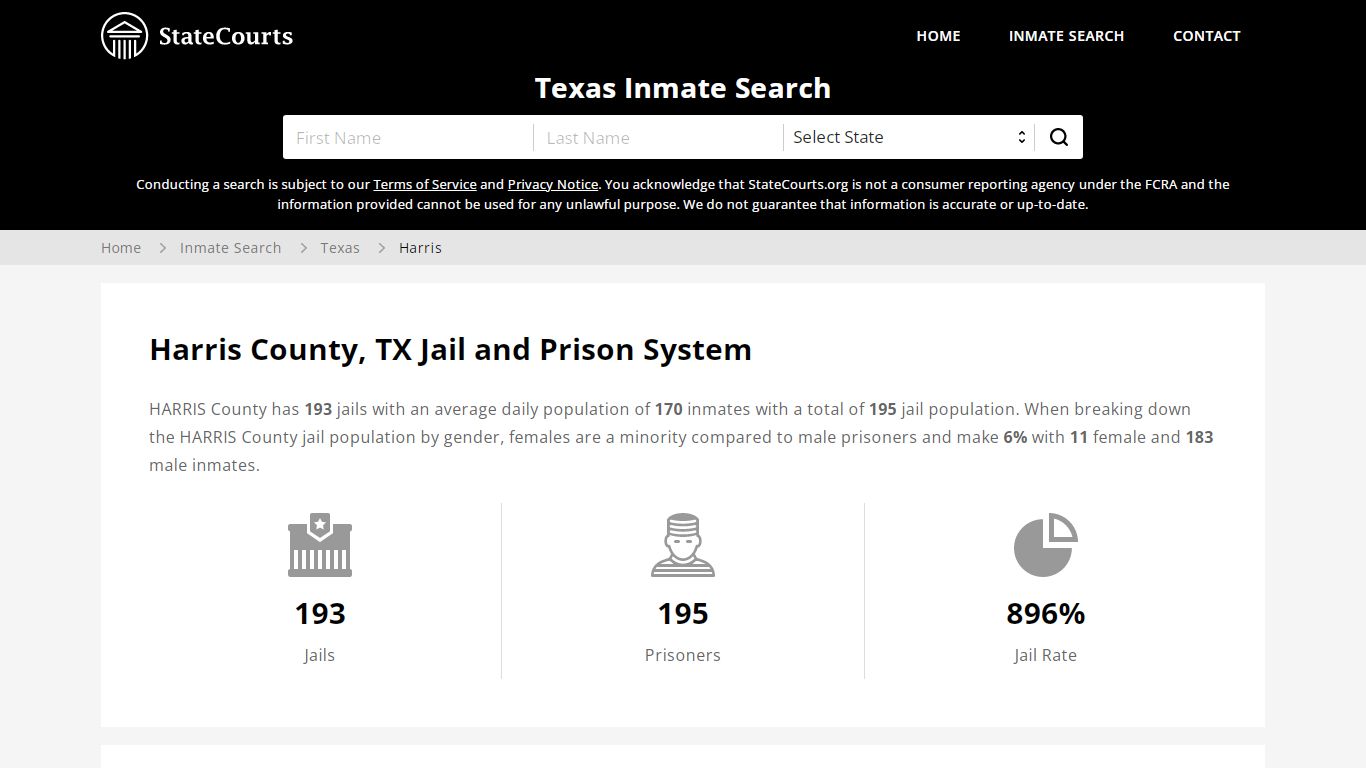 Harris County, TX Inmate Search - StateCourts