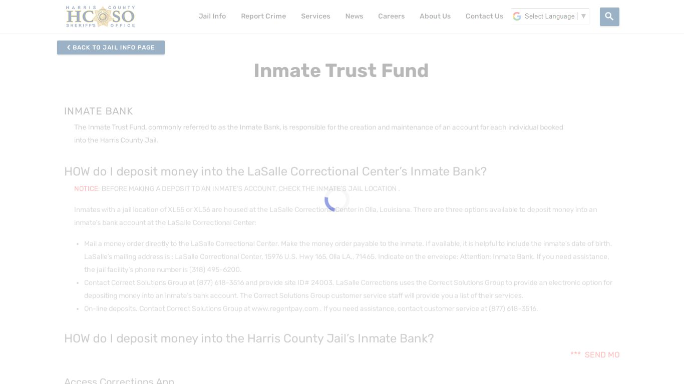 Inmate Trust Fund—Harris County Texas Sheriff's Office